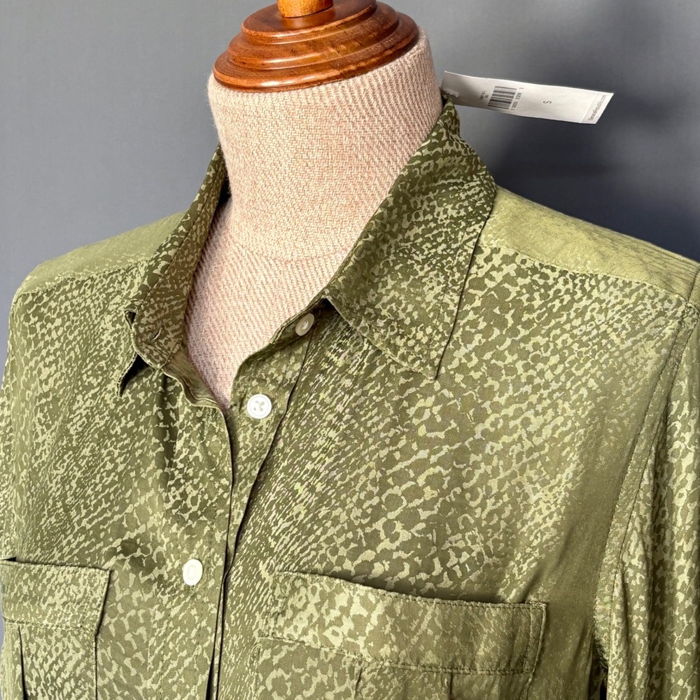New with Tags - Banana Republic Dillon Shirt | Sz S | Olive Animal Print Blouse